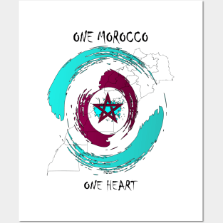 one morocco one heart Proud Morocco Flag Gift Moroccan Lovers For Men's Women's Posters and Art